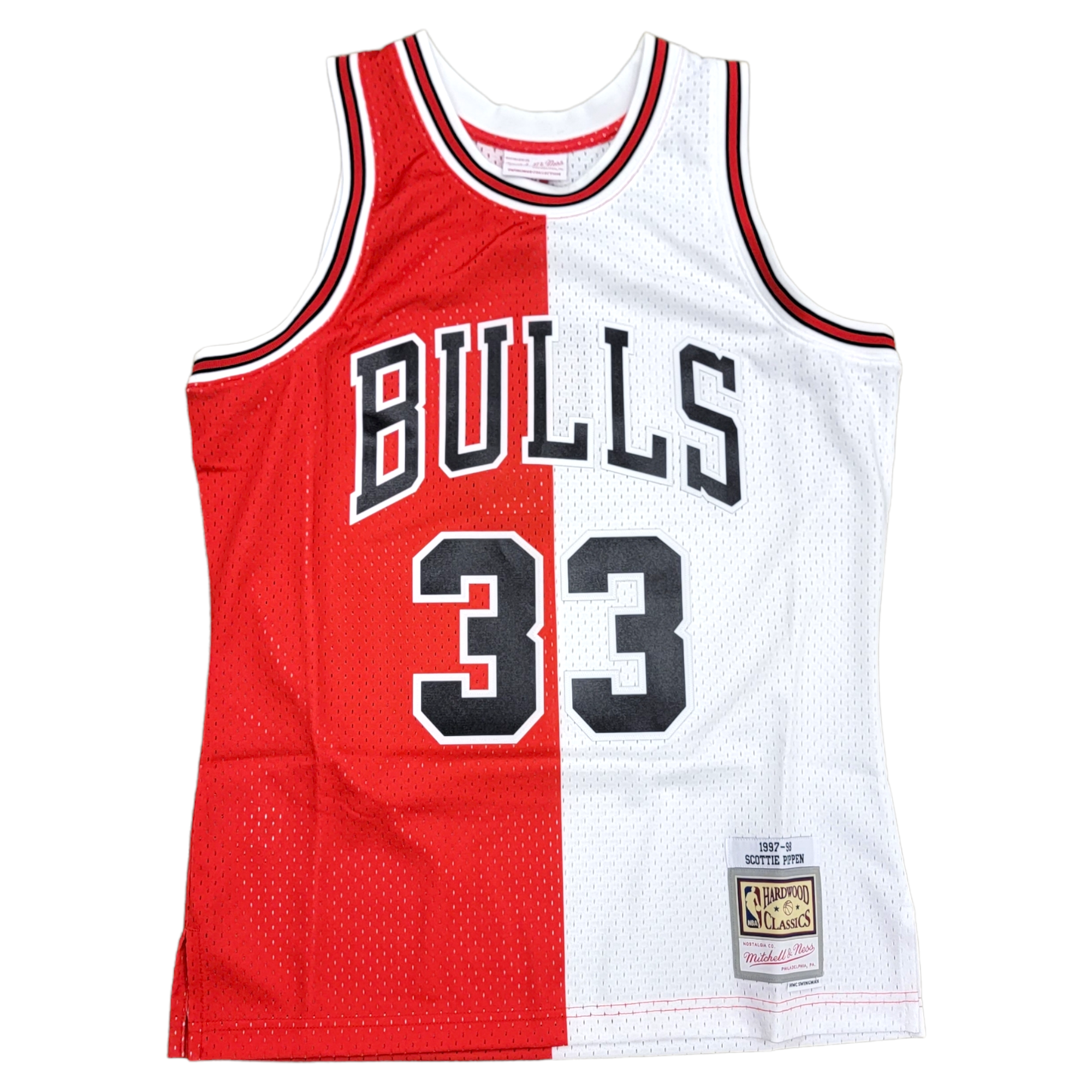 Dennis Rodman Chicago Bulls Mitchell & Ness Big & Tall Hardwood Classics  1995/96 Split Swingman Jersey - Red/Black