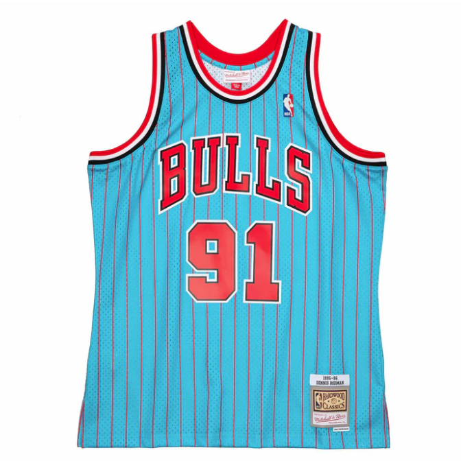 Dennis Rodman Chicago Bulls Pinstripe NBA Swingman Jersey – Basketball  Jersey World