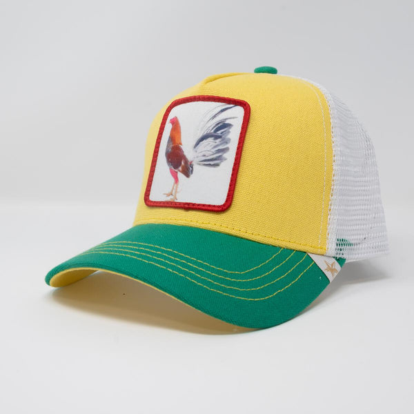 Rooster Trucker hat-yellow & green