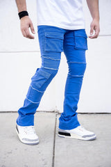 Marcus Stacked Cargo Stretch-Blue