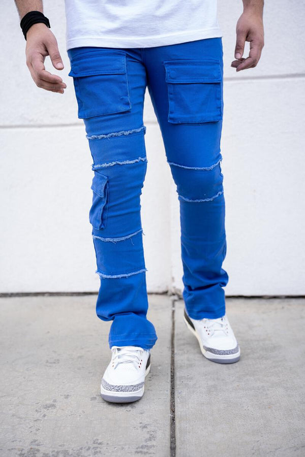 Marcus Stacked Cargo Stretch-Blue