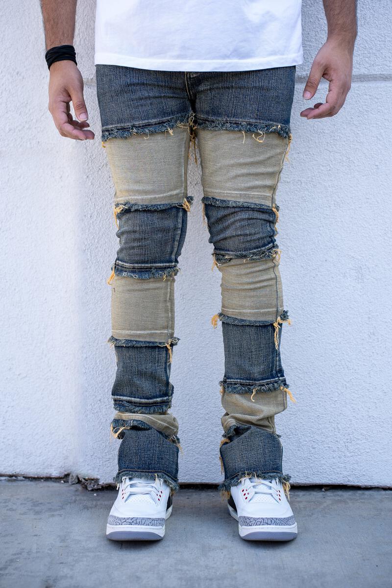 Elbe Stacked Premium Denim Jeans - VINTAGE BLUE