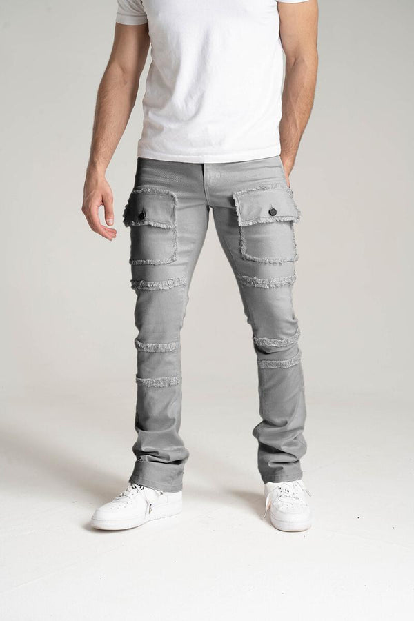 STRETCH STACK JEANS-GREY