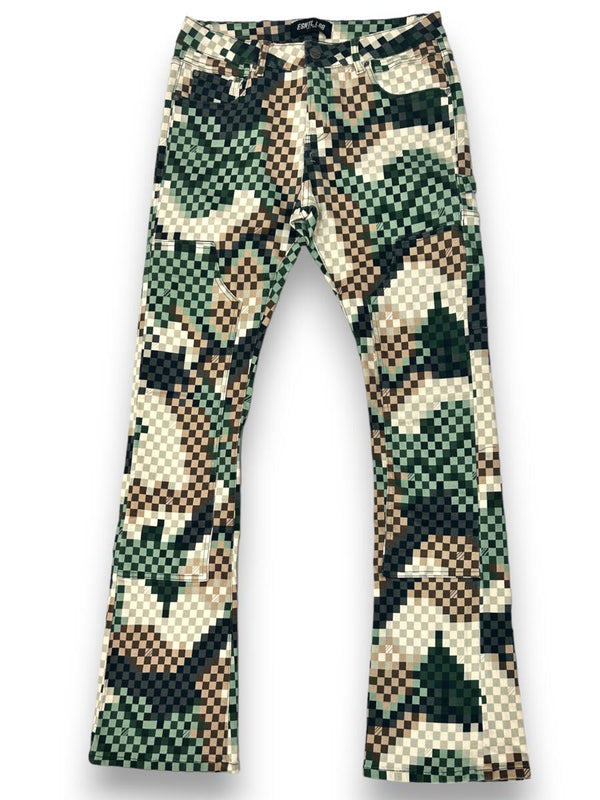 EL VALLIAN SQUARE D CAMO STACKED JEANS