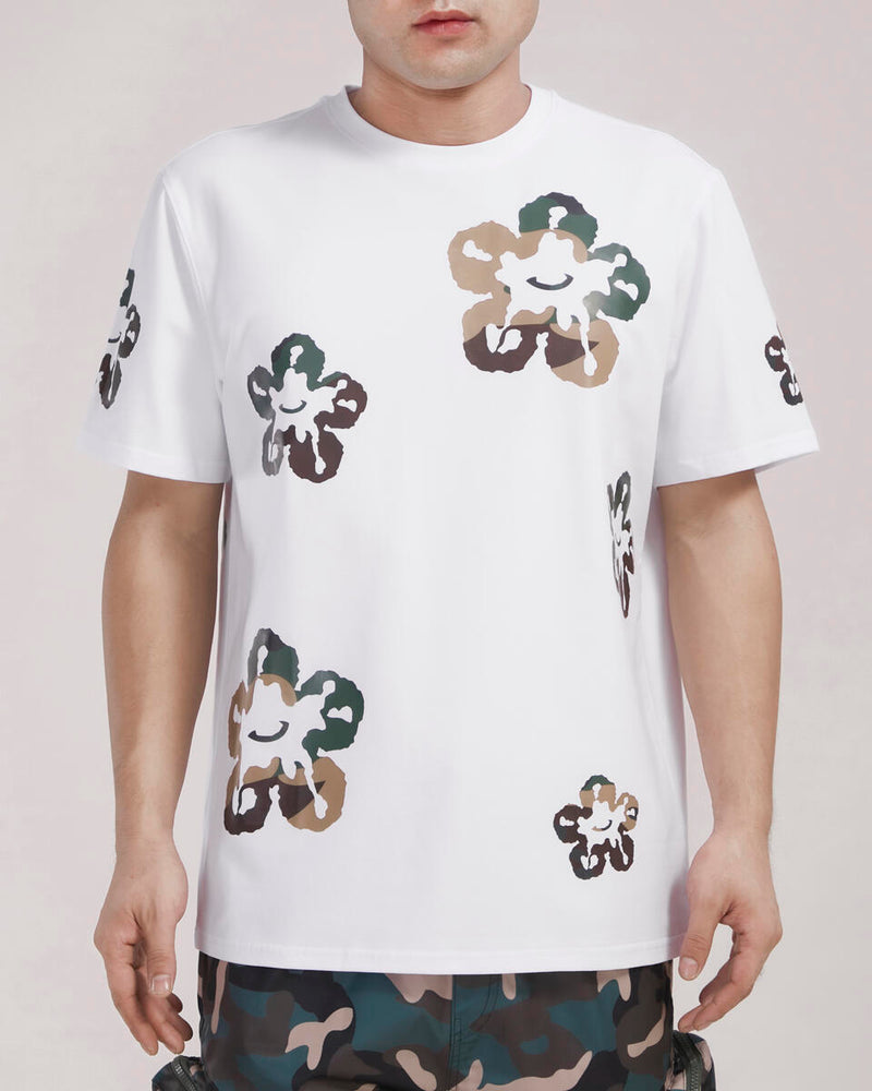 WOODLAND CAMO TEAR DRIP TEE-WHITE