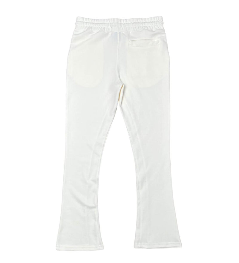 FEAR NO EVIL FLARED STACKED JOGGER-WHITE