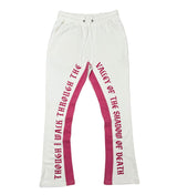 FEAR NO EVIL FLARED STACKED JOGGER-WHITE