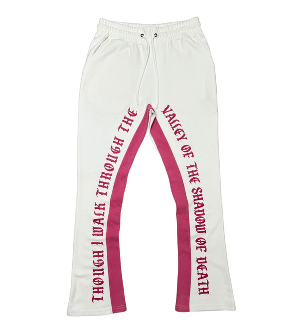 FEAR NO EVIL FLARED STACKED JOGGER-WHITE