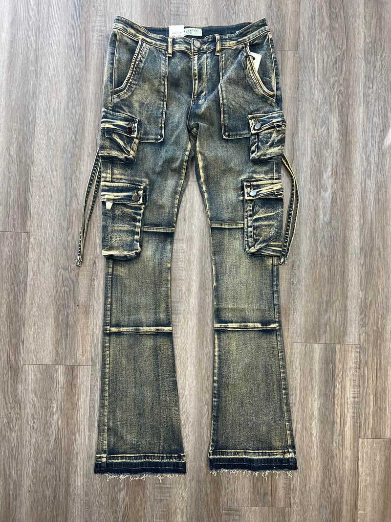 LUKE STACKED CARGO PREMIUM DENIM-VINTAGE BLUE