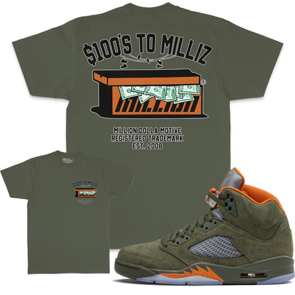 100's to Milliz - Olive T-Shirts