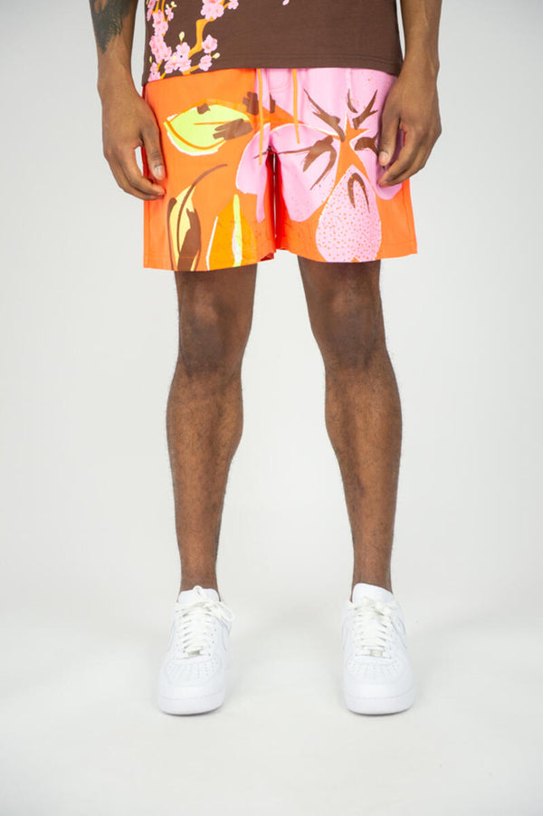 FLORAL BOARD SHORTS-ORANGE