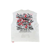 GUNZINII ROLLING DICE SLEEVELESS TEE- NATURAL