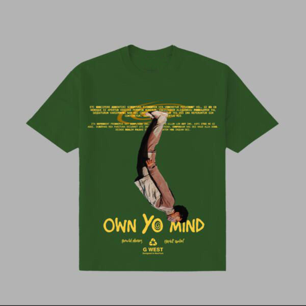 G West OWN YO MIND Front Graphic Tee - PINE GREEN/YELLOW