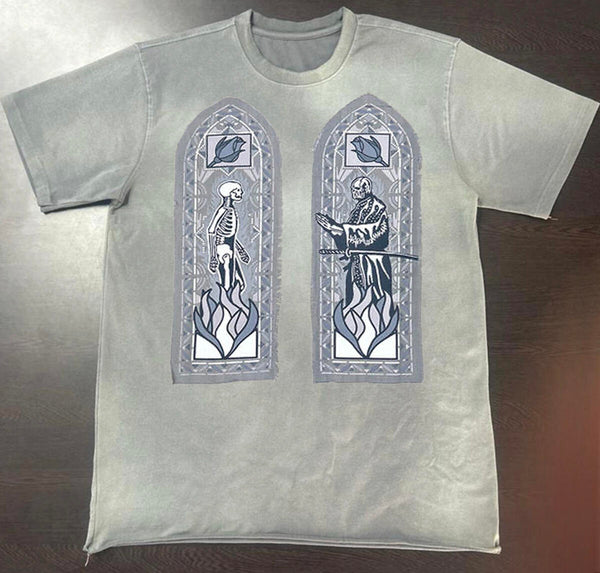 BONES STAINED GLASS TEE-GREY
