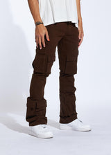 FISHER CARGO STACKED FLARE DENIM-BROWN