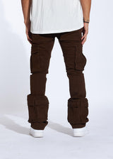 FISHER CARGO STACKED FLARE DENIM-BROWN