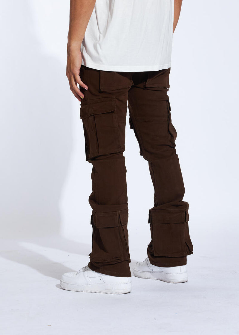 FISHER CARGO STACKED FLARE DENIM-BROWN