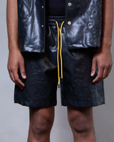 LEATHER SHORT PREST BLK