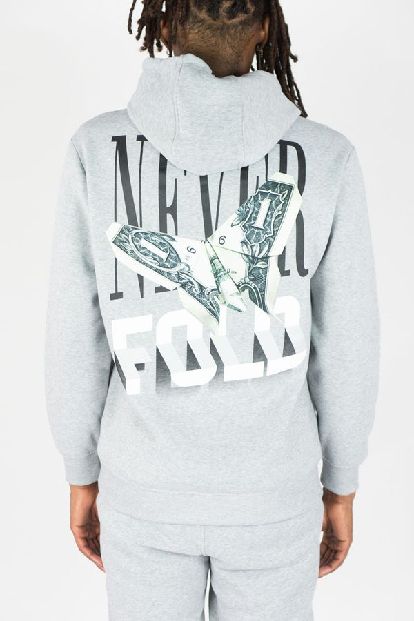 NEVER FOLD STACKED FLEECE HOODIE SET -HEATHER GREY