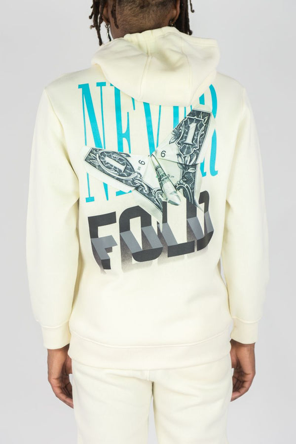 NEVER FOLD STACKED FLEECE HOODIE SET -CREAM