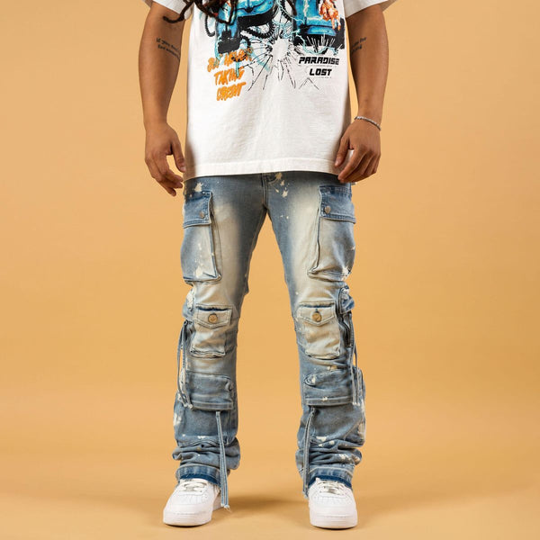 BEOU AUSTIN CARGO STACKED JEANS