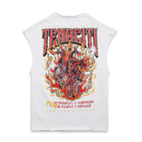 FIRE HEART SLEEVLESS TEE-OFF WHITE