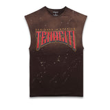 FIRE HEART SLEEVLESS TEE-BROWN