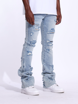 Arch Stacked Flare Denim (Light Distressed)