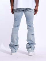 Arch Stacked Flare Denim (Light Distressed)