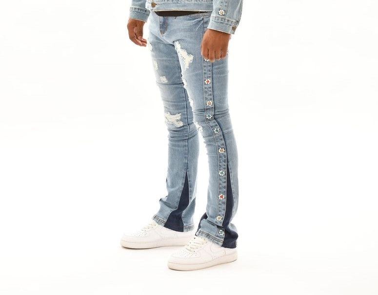 DENIM JEANS /SUEDE CUT / SEW AND PEARL