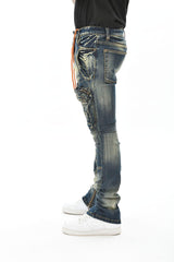 ZIP CARGO DENIM PANTS / FLARED FIT