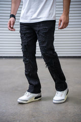 DMT-24-006 BLACK STRAPPATO PREMIUM STRAIGHT TAPER DENIM