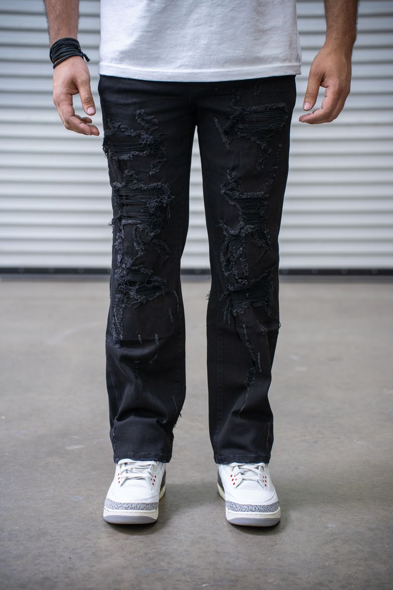 DMT-24-006 BLACK STRAPPATO PREMIUM STRAIGHT TAPER DENIM