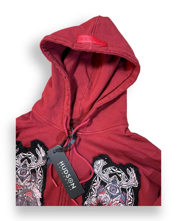 WINDOWS FLEECE OVERSIZED HOODY-RED