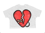 MIND GAME HEART BROKEN CROPPED TEE-WHITE