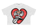 MIND GAME HEART BROKEN CROPPED TEE-WHITE