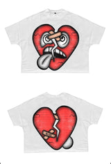 MIND GAME HEART BROKEN CROPPED TEE-WHITE