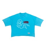 RSVP ZINII CROP FRENCH TERRY TEE- TEAL BLUE