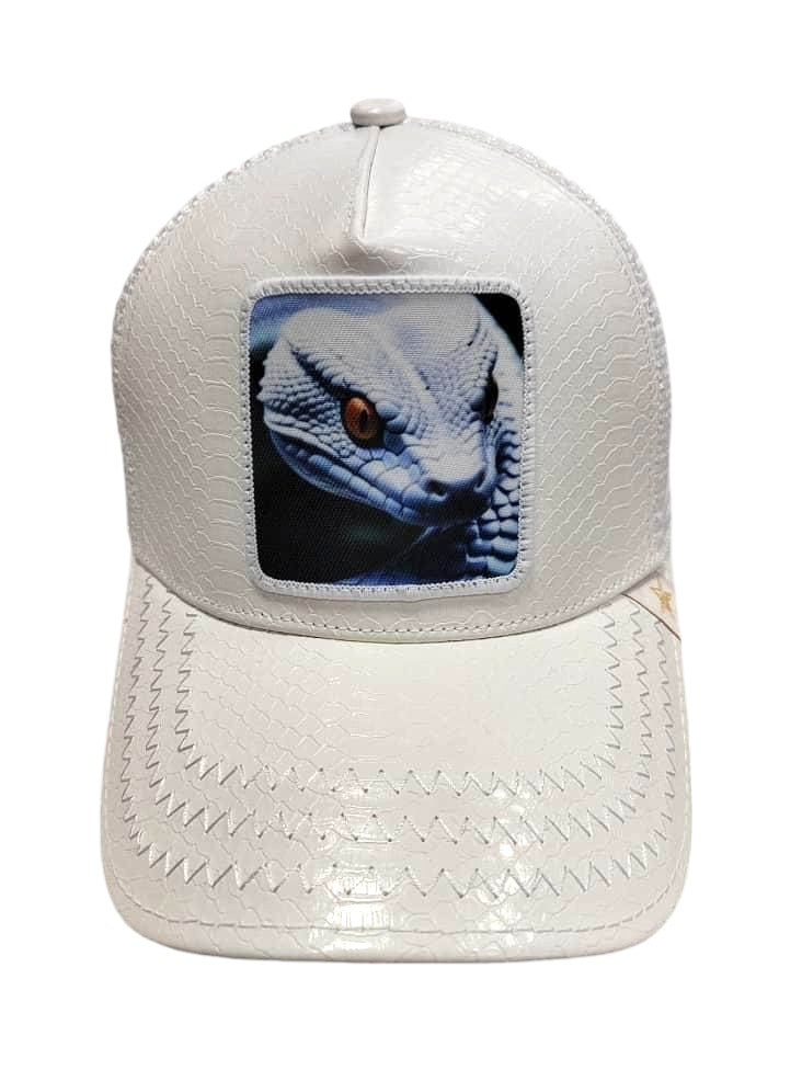 SNAKE LEATHER TRUCKER HAT