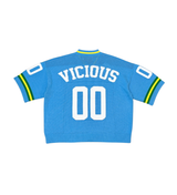 VICIOUS CROP JERSEY SWEATER (VC607 AQUA/WHITE)