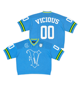 VICIOUS CROP JERSEY SWEATER (VC607 AQUA/WHITE)