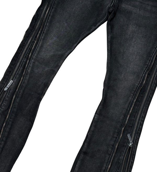 Denim Jeans / Multi Zippers / FALRED STACKED FIT (Vc730 Black)