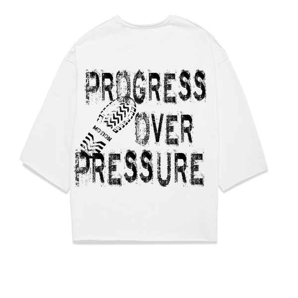 PROGRESS OVER PRESSURE CROPPED TEE- WHITE