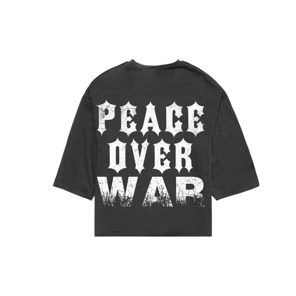 PEACE OVER WAR CROPPED TEE-BLACK