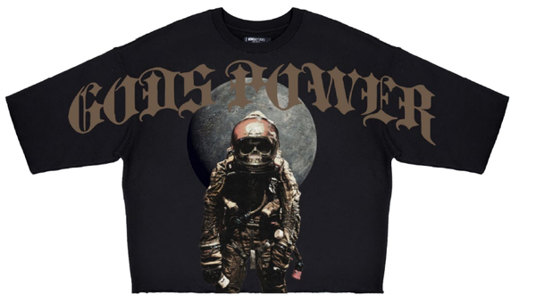 GODS POWER RHINESTONES CROPPED TEE