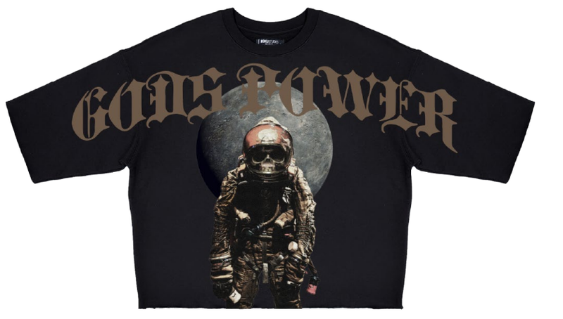 GODS POWER RHINESTONES CROPPED TEE