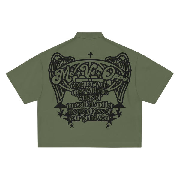 CONQUER MVO ZIP UP SHIRT-GREEN