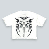 "HURT" F-TERRY CROPPED T-SHIRT - WHITE