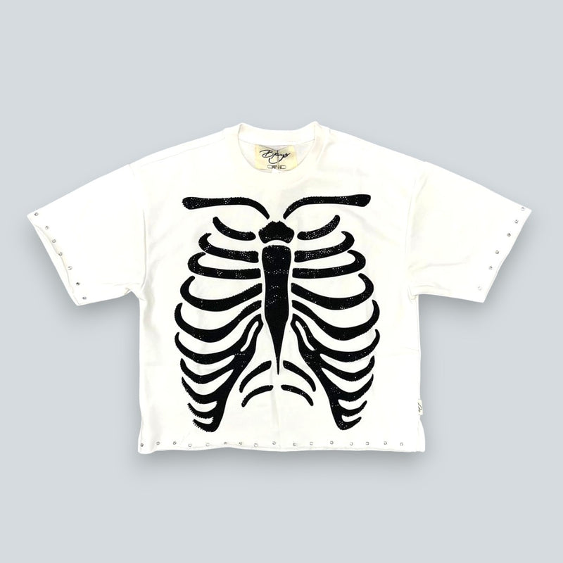 "HURT" F-TERRY CROPPED T-SHIRT - WHITE