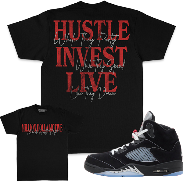 Hustle Invest Live - Black T-Shirts